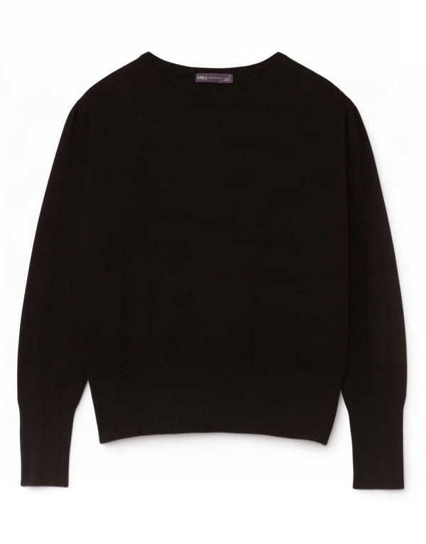 Marks & Spencer Damen-Pullover mit U-Boot-Ausschnitt, Gr. 18, XL, schwarze Viskose