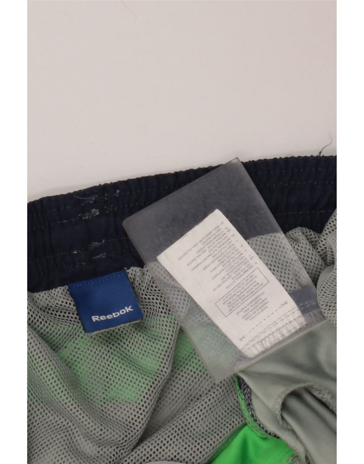 REEBOK Herren-Badeshorts XL, grünes Colourblock-Polyester