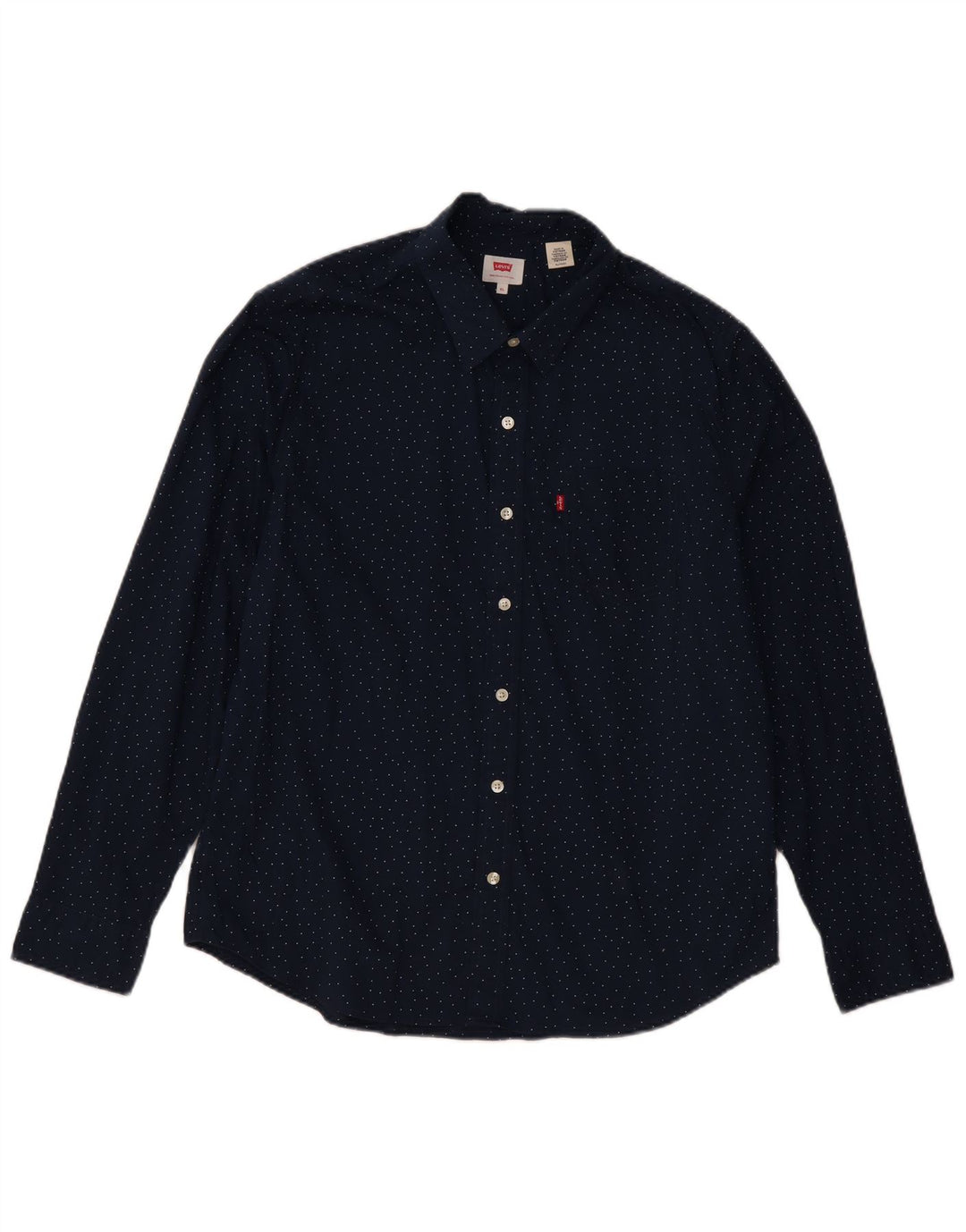 Levi's Herren-Hemd XL, marineblau, gepunktet, Baumwolle, klassisch