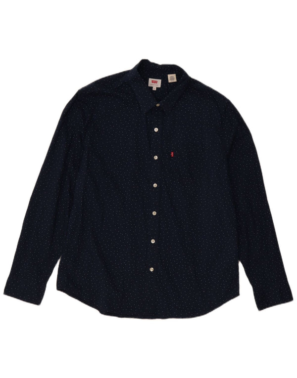 Levi's Herren-Hemd XL, marineblau, gepunktet, Baumwolle, klassisch