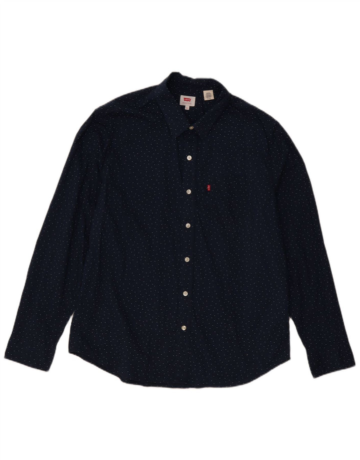Levi's Herren-Hemd XL, marineblau, gepunktet, Baumwolle, klassisch