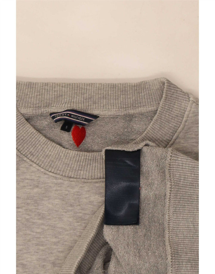 Tommy Hilfiger Damen Crop Oversized Sweatshirt Pullover UK 10 Small Grau