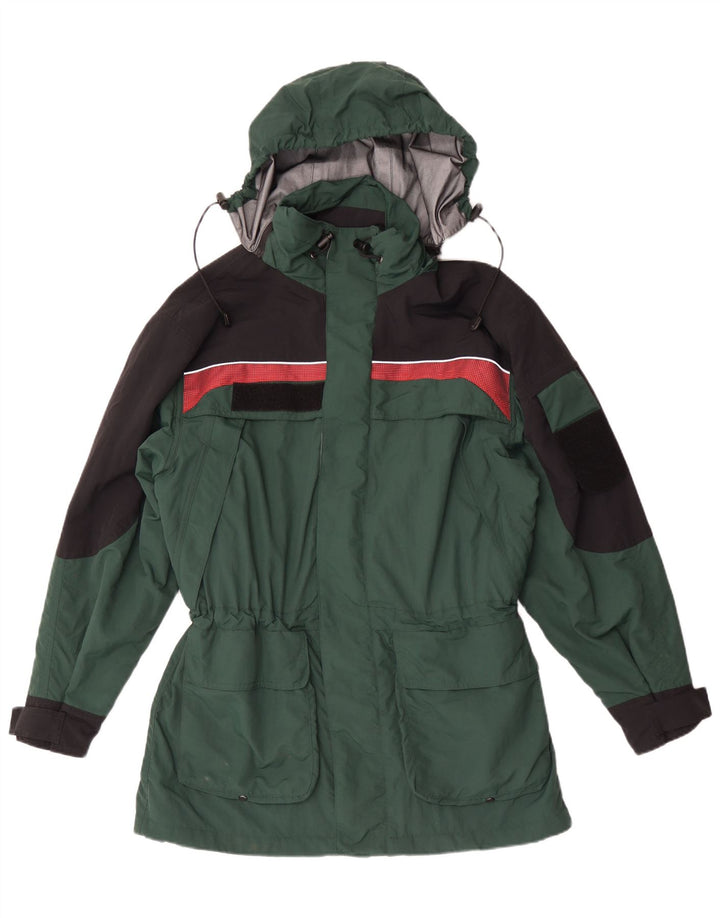 Vintage Herren Regenjacke mit Kapuze UK 40 Großes grünes Polyamid