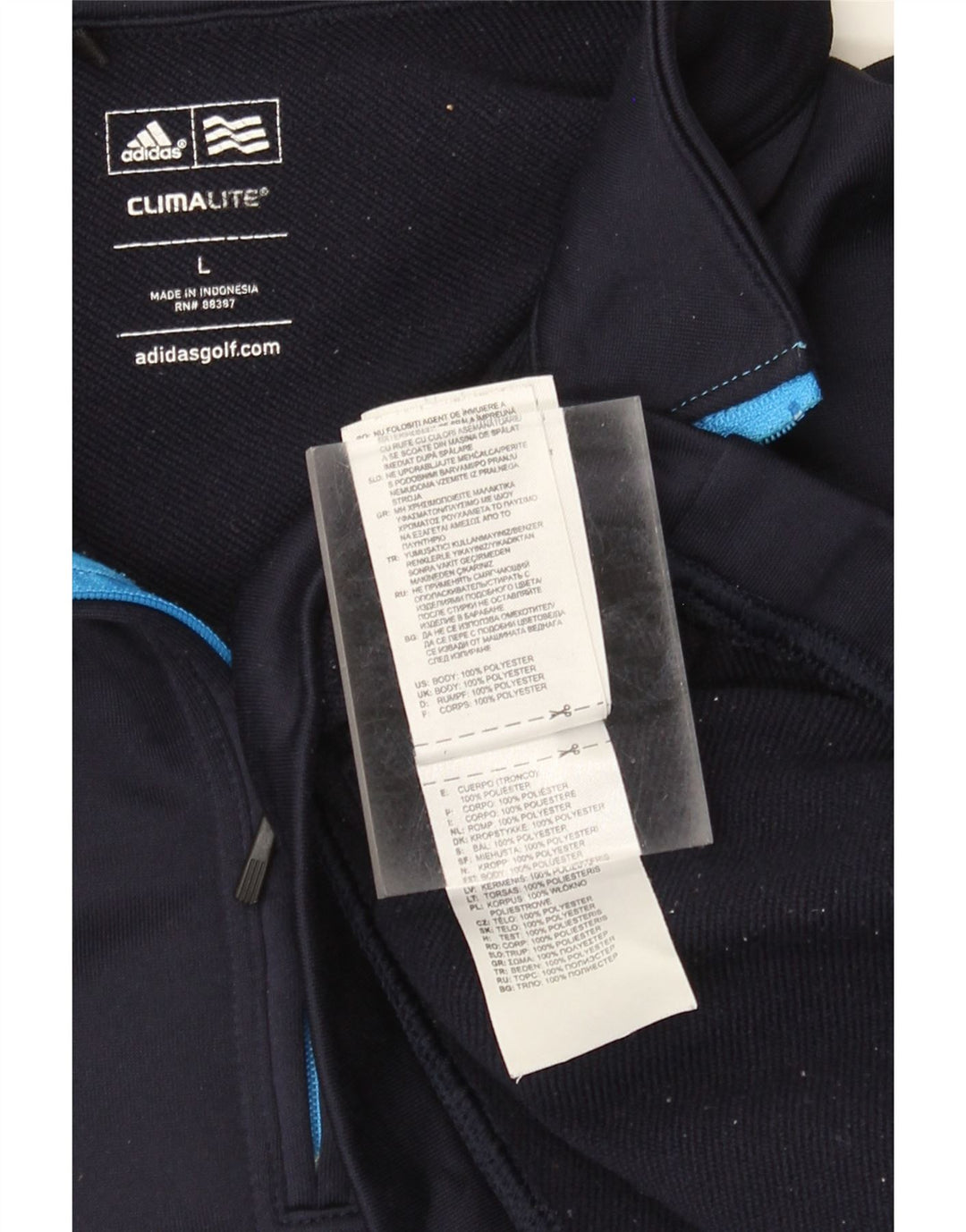 Adidas Herren Climalite Zip Neck Sweatshirt Pullover Large Marineblau Polyester