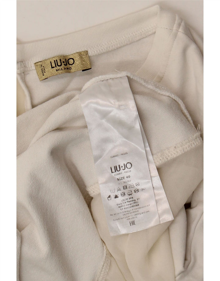 Liu Jo Damen-Sweatshirt mit 3/4-Ärmeln, IT 40, Größe S, weiße Baumwolle