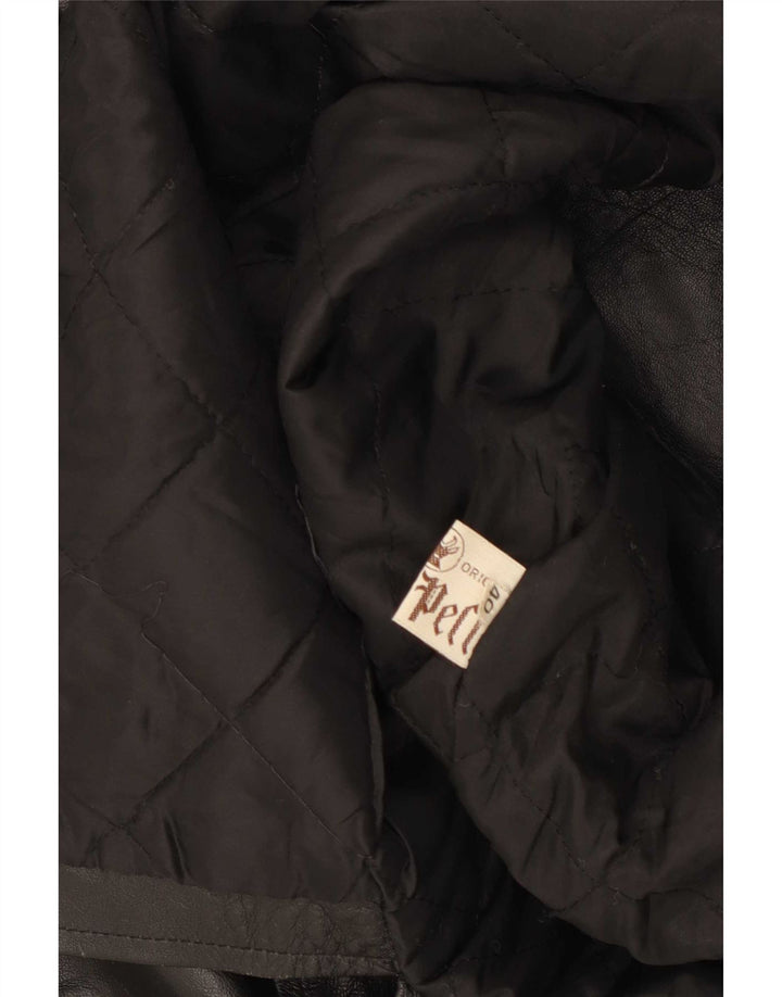 Vintage Damen Loose Fit Ledermantel IT 40 Small Schwarz