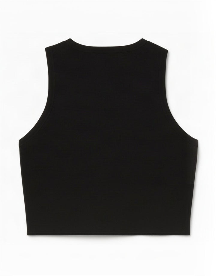 Zara Damen Crop Vest Top UK 12 Medium Schwarz