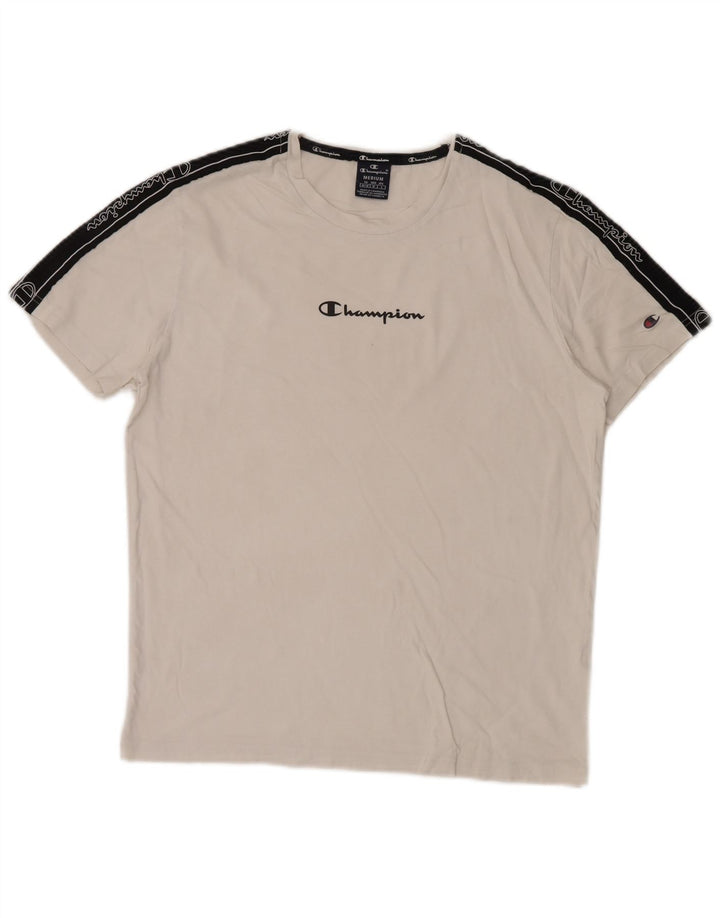 Champion Herren-T-Shirt mit Grafik, Mittelweiß, Farbblock