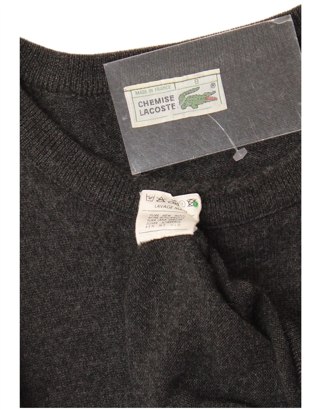 LACOSTE Herren-Pullover mit U-Boot-Ausschnitt, Größe 8 3XL, graue Wolle