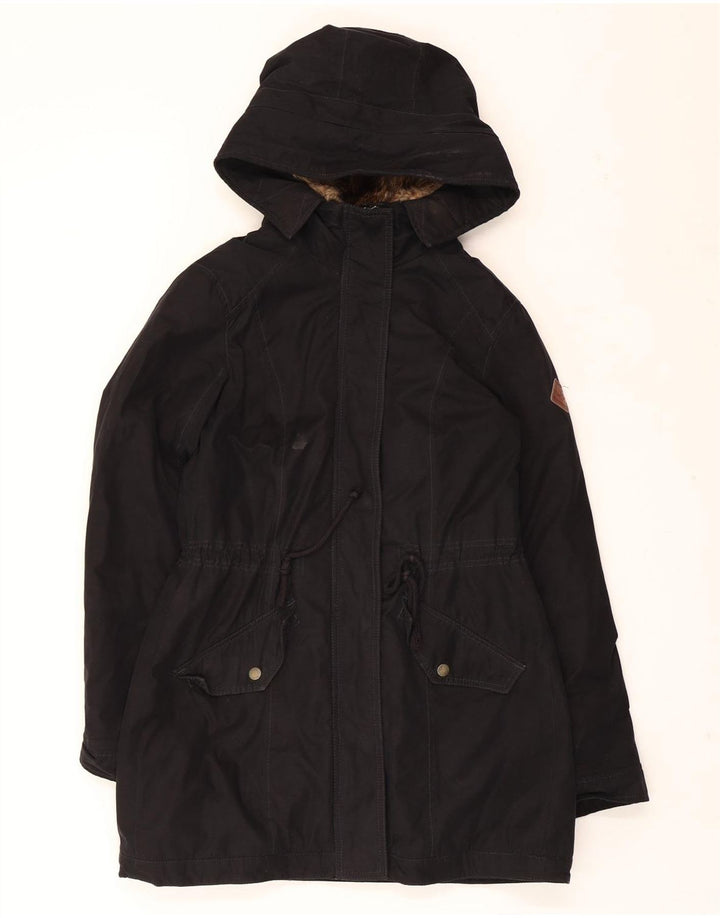 HOLLISTER Parka-Jacke mit Kapuze für Damen, UK 14, Mittelschwarzes Polyester
