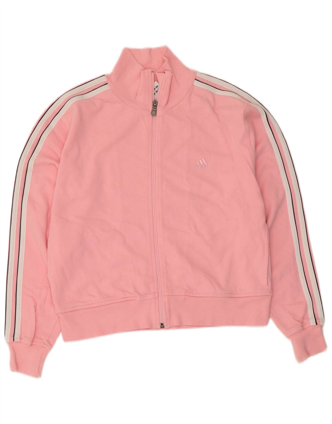 Adidas Damen Crop Trainingsanzug Top Jacke UK 14 Mittelrosa Baumwolle