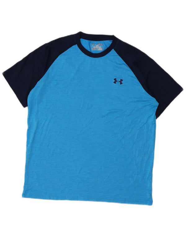 UNDER ARMOUR Herren Heat Gear T-Shirt-Oberteil Mittelblaues Colourblock-Polyester