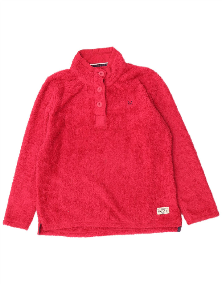 Crew Clothing Damen-Fleecepullover mit Knopfkragen, UK 14, Größe L, Rosa, Polyester