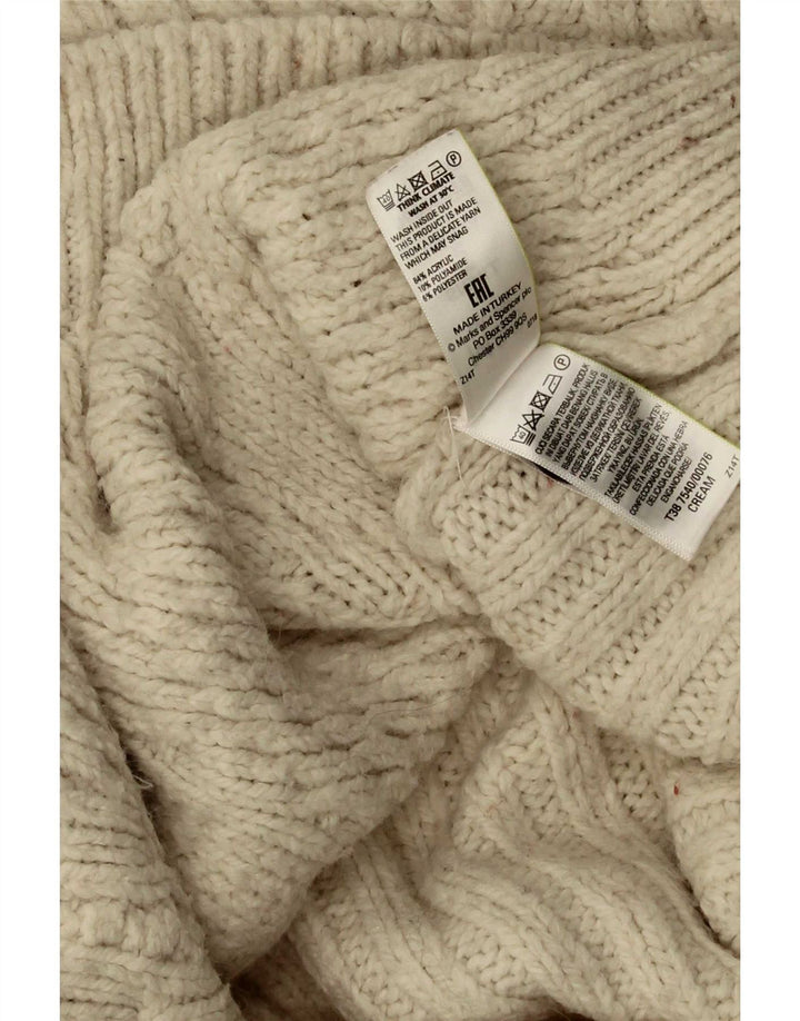 Marks & Spencer Damen-Strickjacke in Übergröße, Gr. 10, Größe S, Beige, Acryl