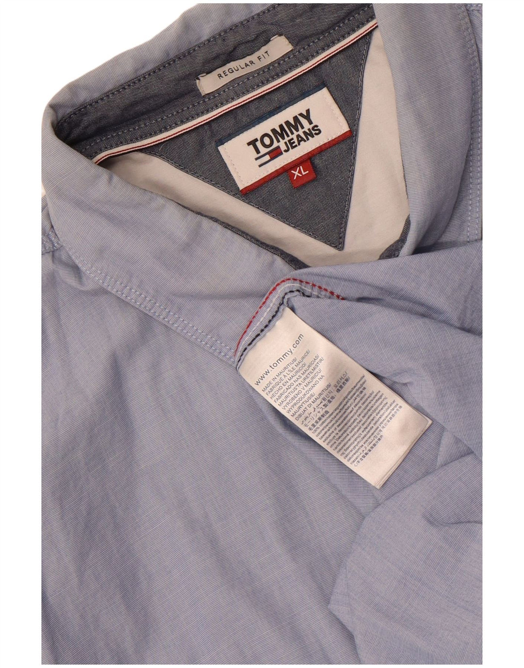 Tommy Hilfiger Herren-Hemd mit normaler Passform, XL, blaue Baumwolle