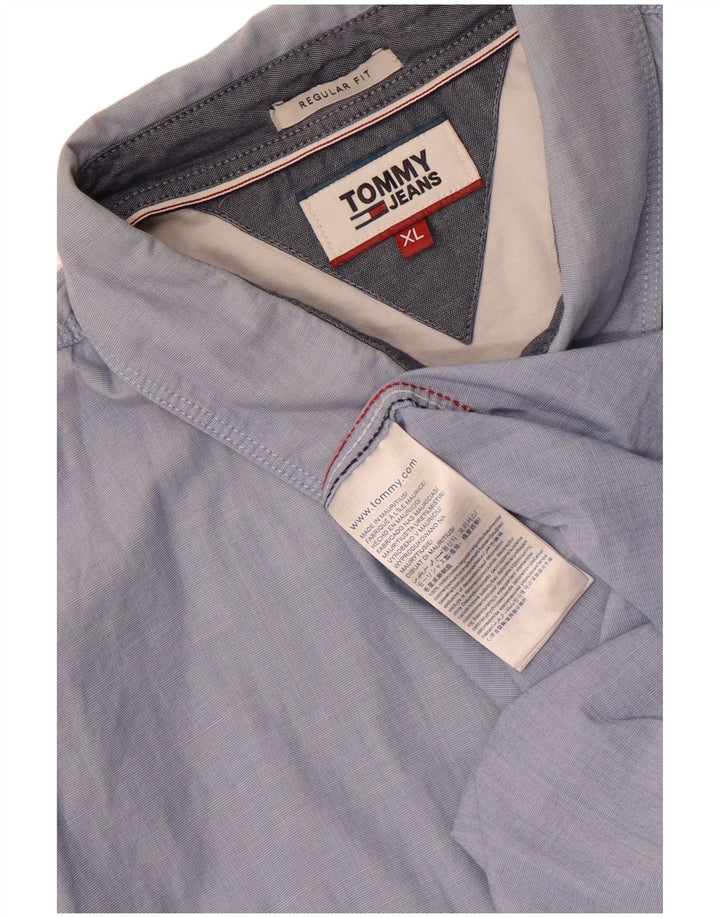 Tommy Hilfiger Herren-Hemd mit normaler Passform, XL, blaue Baumwolle