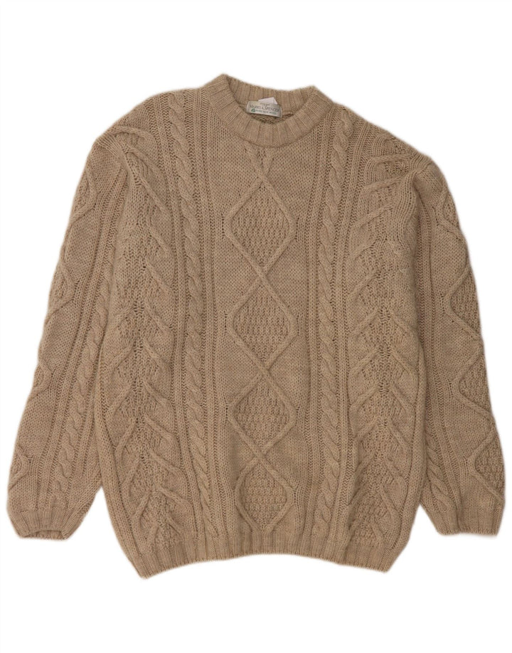 Marks & Spencer Herren-Pullover mit Rundhalsausschnitt, Mittelbeige, Schurwolle