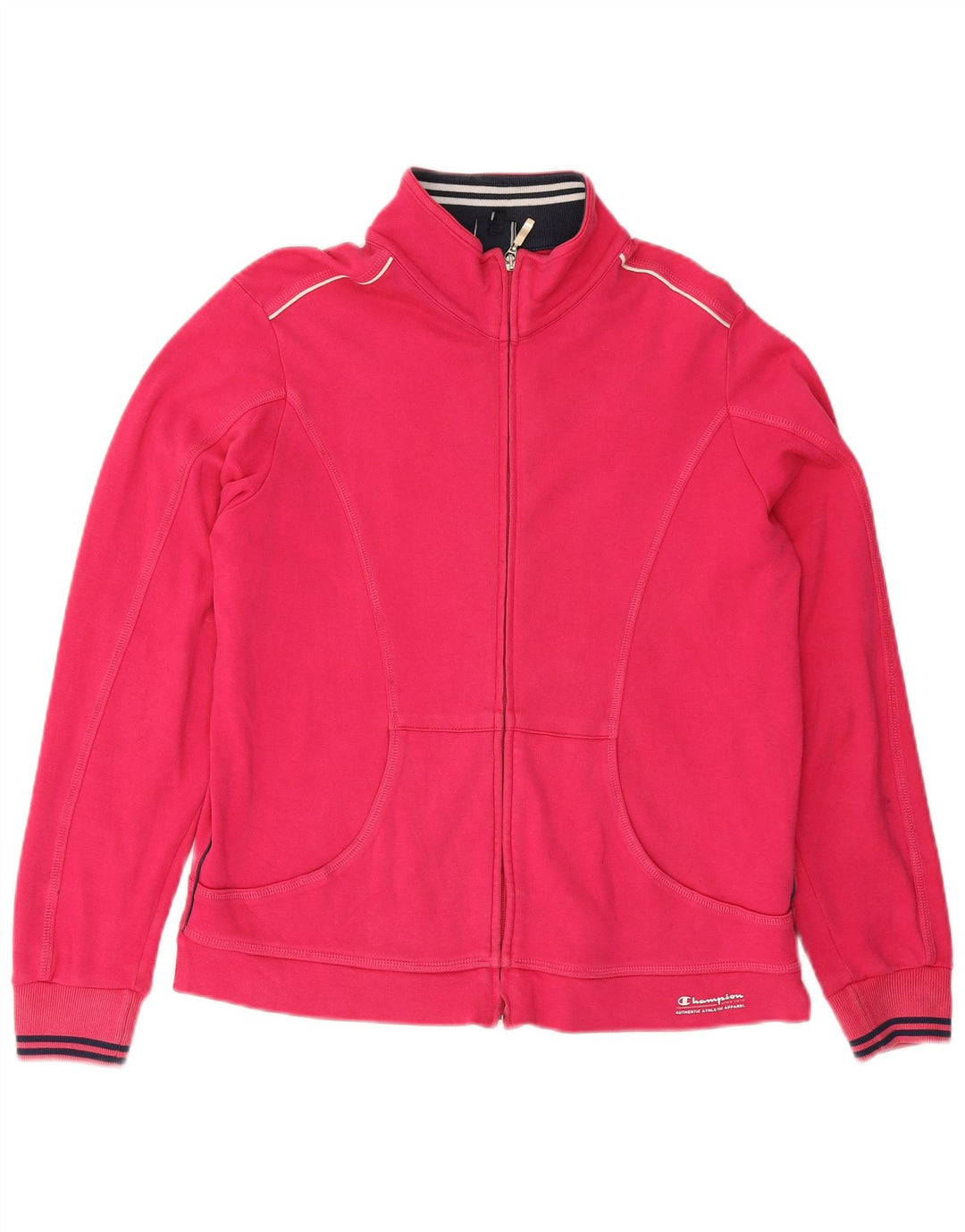 CHAMPION Womens Tracksuit Top Jacket UK 16 Large Pink Cotton