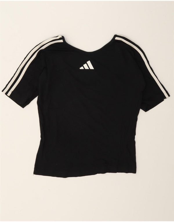 Adidas Damen Crop Graphic T-Shirt Top UK 12 Medium Schwarz Baumwolle