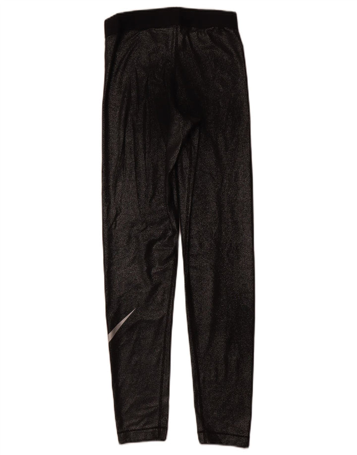 NIKE Womens Dri Fit Graphic Leggings UK 8 Small Schwarz Polyester