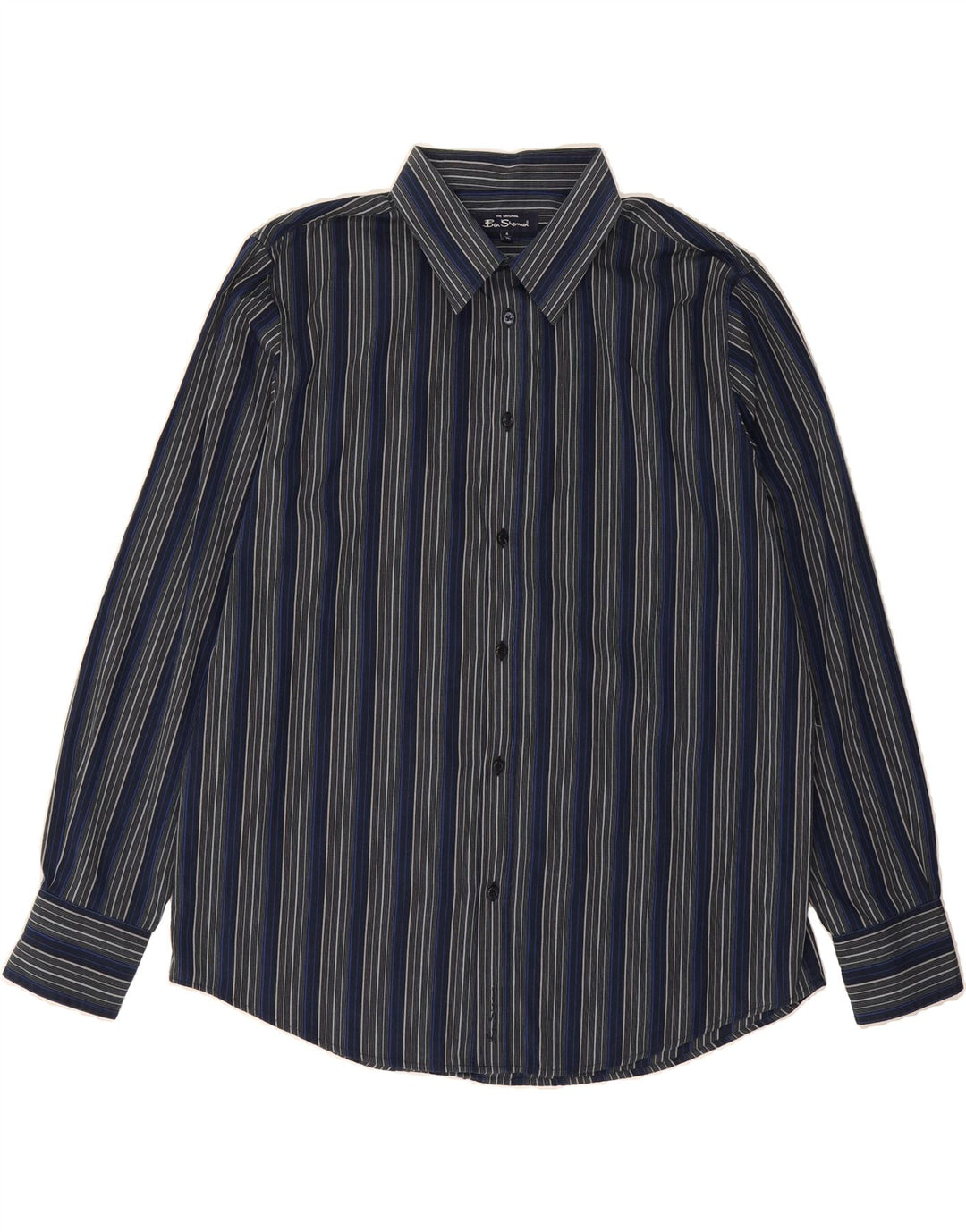 BEN SHERMAN Mens Shirt XL Navy Blue Striped Cotton Vintage Ben Sherman and Second-Hand Ben Sherman from Messina Hembry 