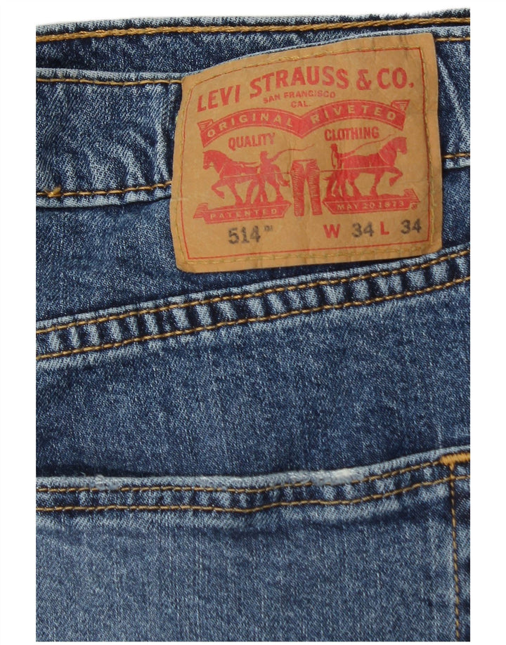 Levi's Herren 514 Straight Jeans W34 L32 Blaue Baumwolle
