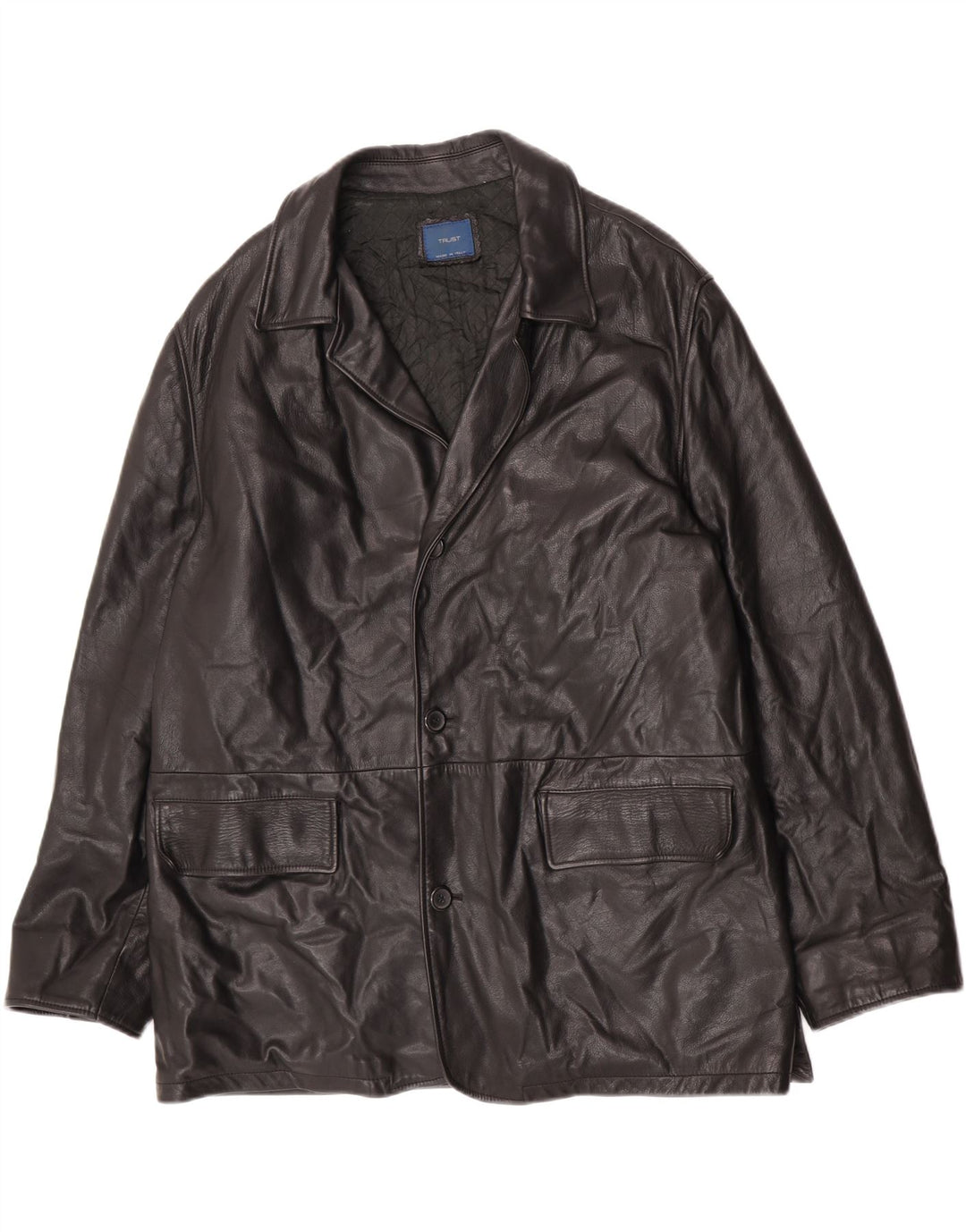 Vintage Herren Lederjacke IT 52 XL Schwarzes Leder