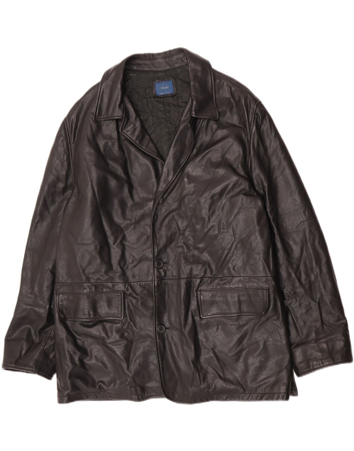 Vintage Herren Lederjacke IT 52 XL Schwarzes Leder