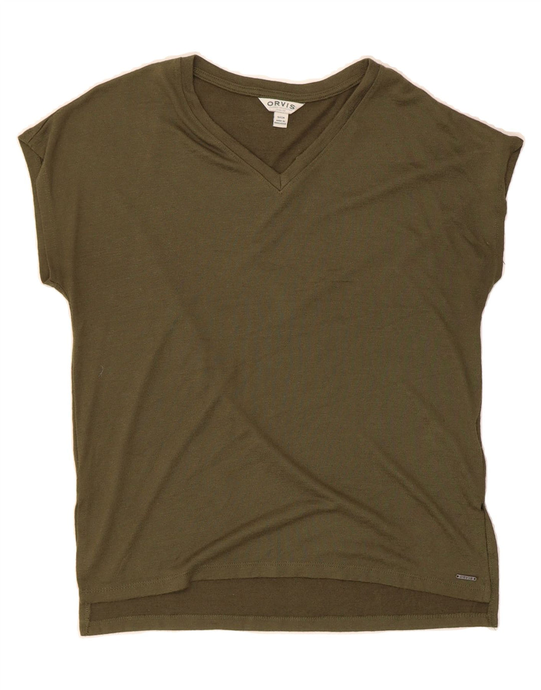 ORVIS Womens Oversized T-Shirt Top UK 10 Small Green Polyester Vintage Orvis and Second-Hand Orvis from Messina Hembry 