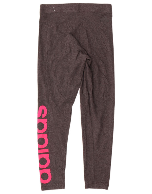 Adidas Womens Graphic Leggings UK 12/14 Medium  Grey Cotton