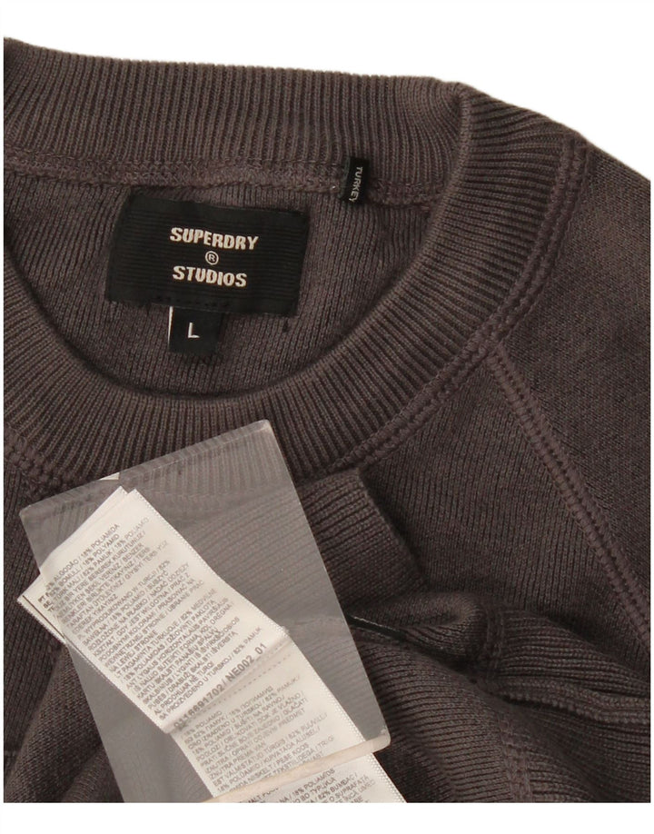 Superdry Herren-Sweatshirt-Pullover, große graue Baumwolle