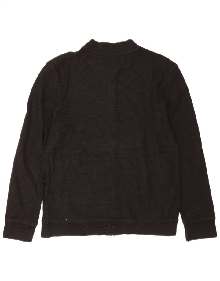 Massimo Dutti Herren-Cardigan-Pullover aus mittelschwarzer Baumwolle