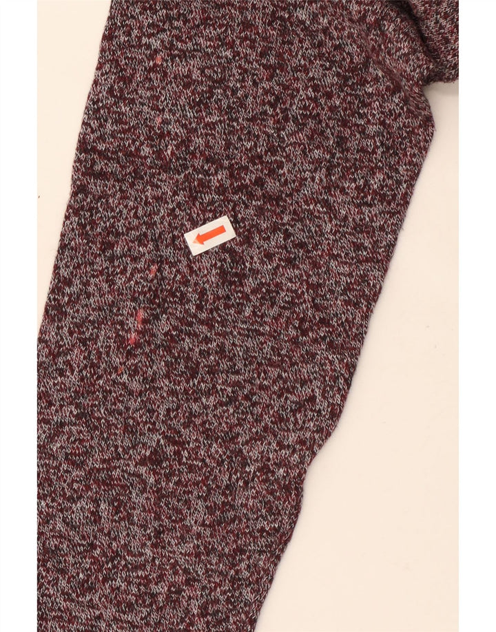 Zara Herren-Pullover mit Rundhalsausschnitt, mittelgroß, burgunderrot gefleckte Baumwolle