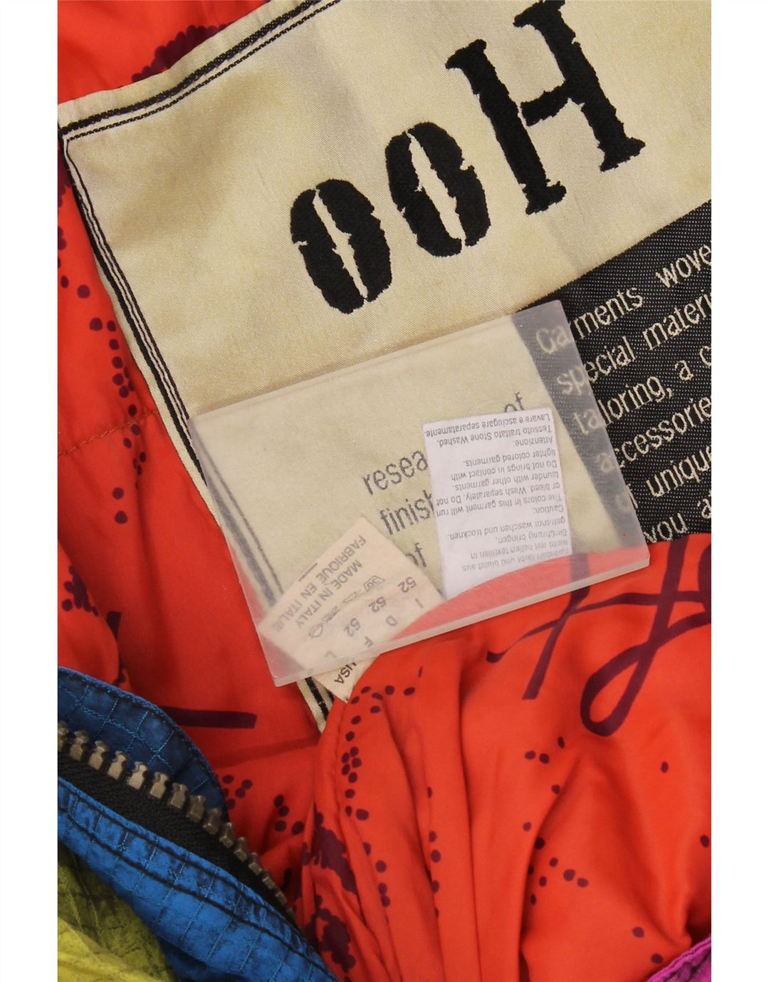 Vintage Herren-Skioverall mit Kapuze, IT 52, großes blaues Colourblock-Polyamid