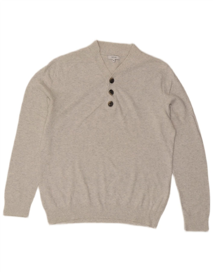 Reiss Herren-Pullover mit V-Ausschnitt, Mittelgrau meliert