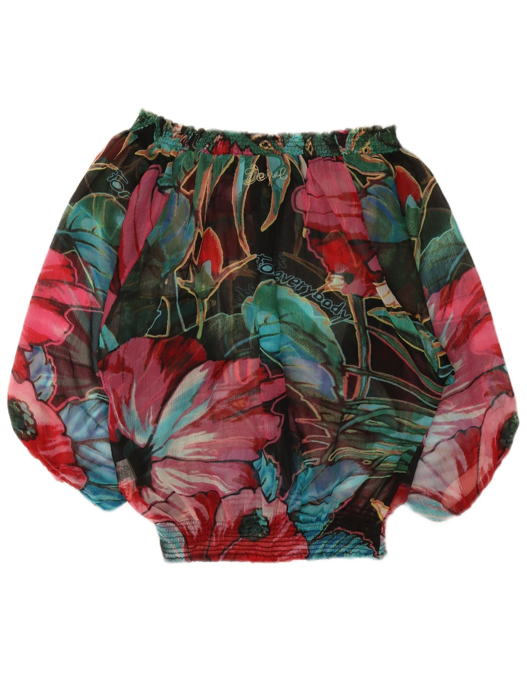 Desigual Womens Graphic Off Shoulder Top UK 14 Medium Mehrfarbig Blumen