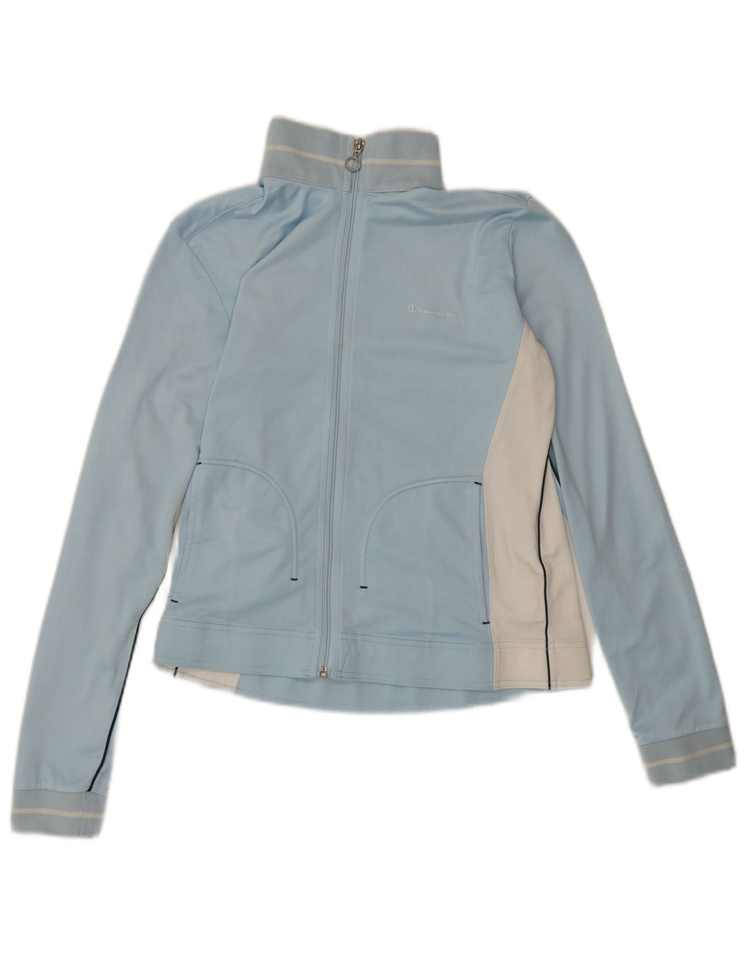 Champion Damen-Trainingsanzug-Top-Jacke, UK 14, Größe L, blau, Colourblock-Polyester