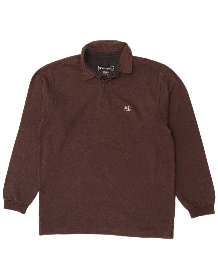 Champion Herren-Langarm-Poloshirt, große braune Baumwolle