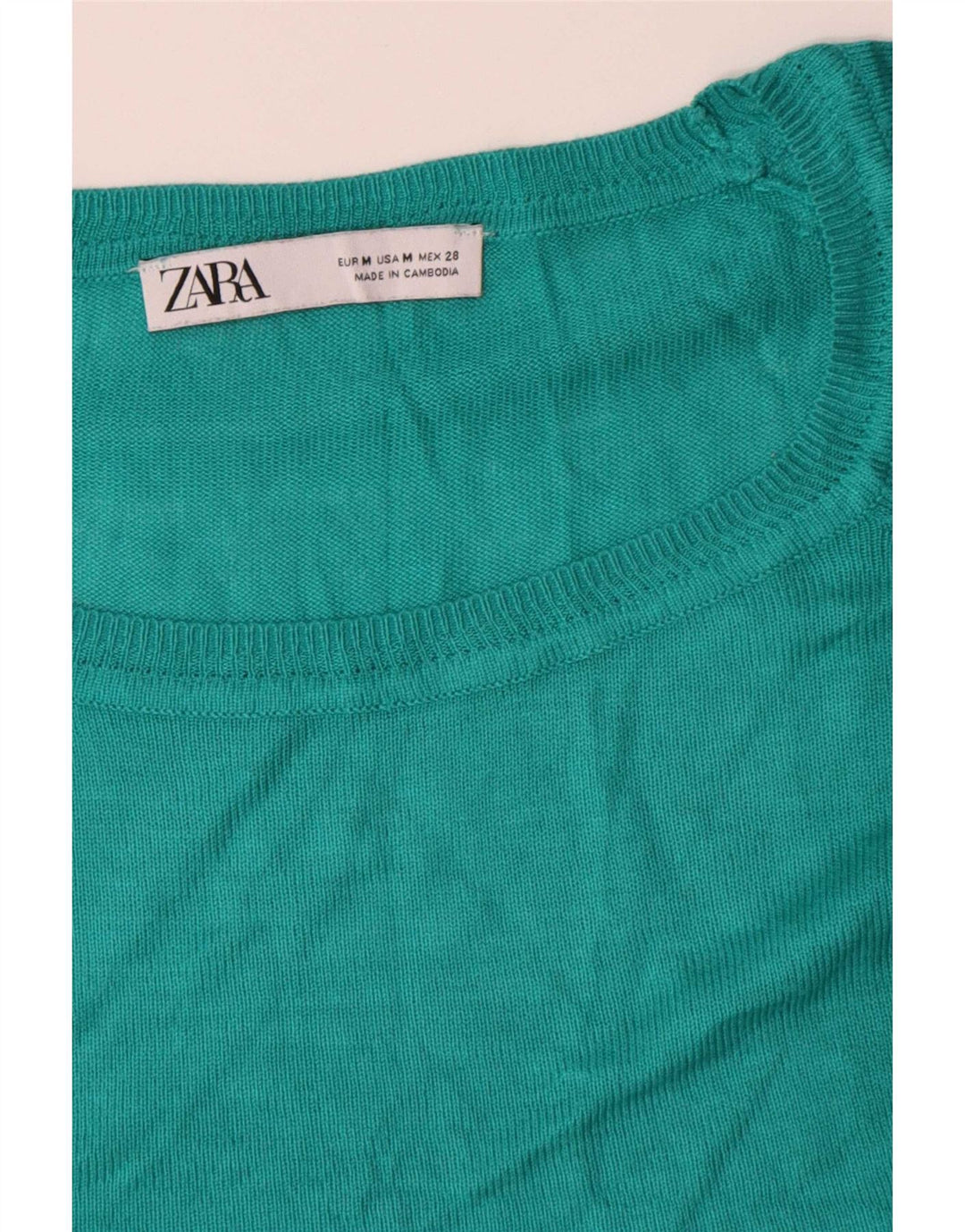 Zara Damen-Pullover, übergroß, U-Boot-Ausschnitt, Gr. 14, Mitteltürkis