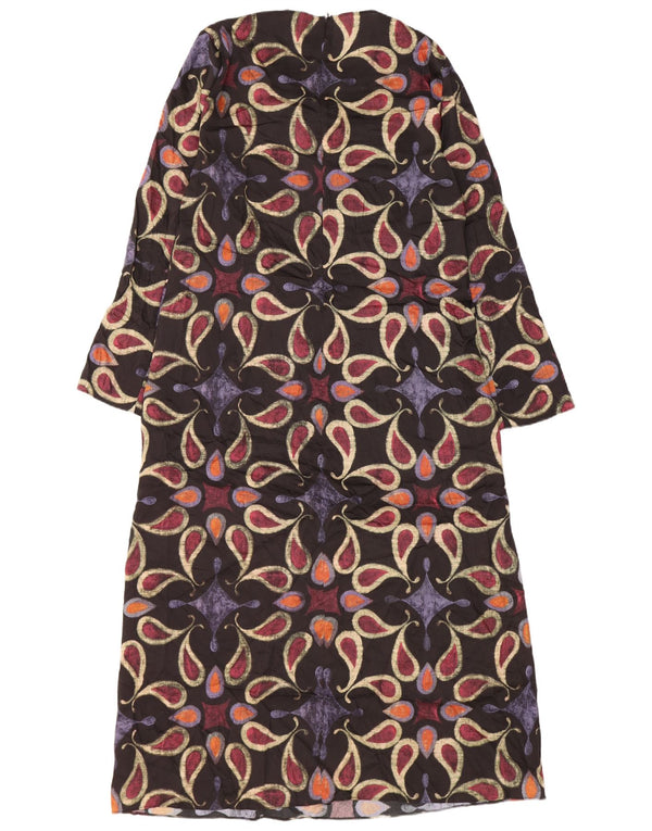 Zara Womens Long Sleeve Maxi Dress UK 18 XL Black Paisley Polyester