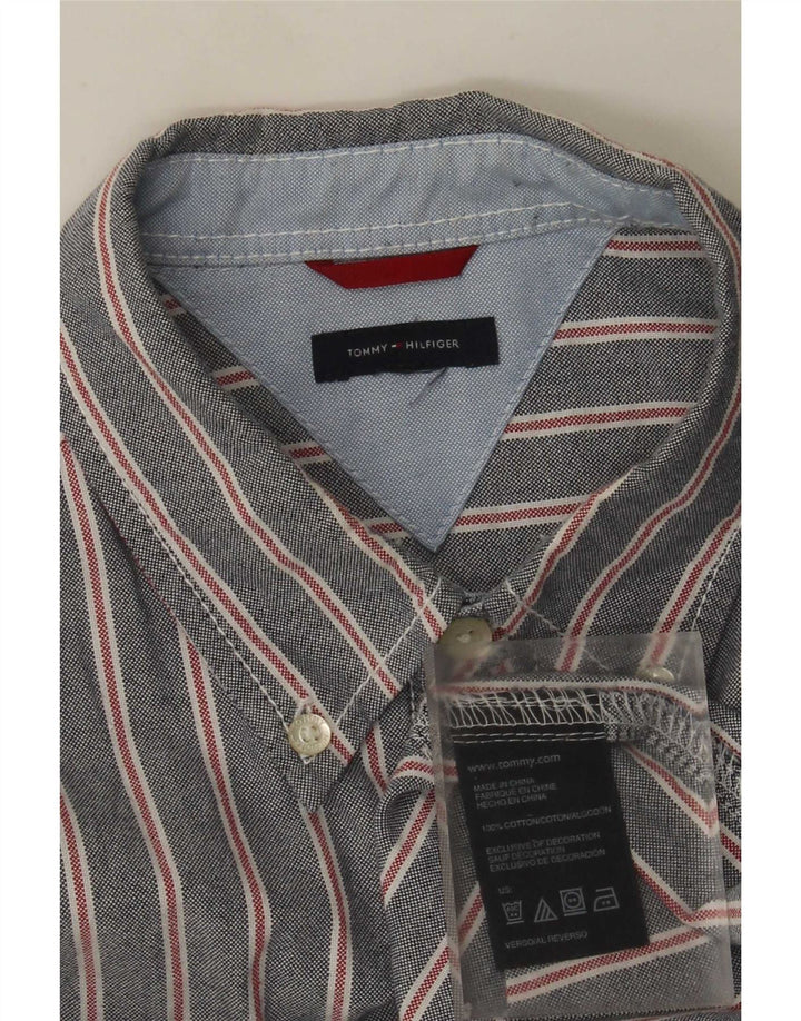 Tommy Hilfiger Herrenhemd aus mittelgrauer Nadelstreifen-Baumwolle