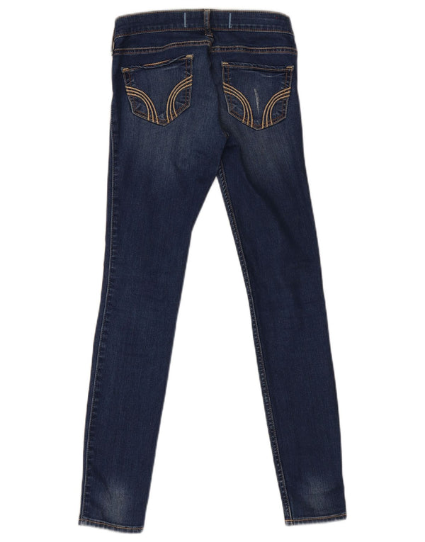 Hollister Damen Distressed Skinny Jeans W24 L27 Blaue Baumwolle