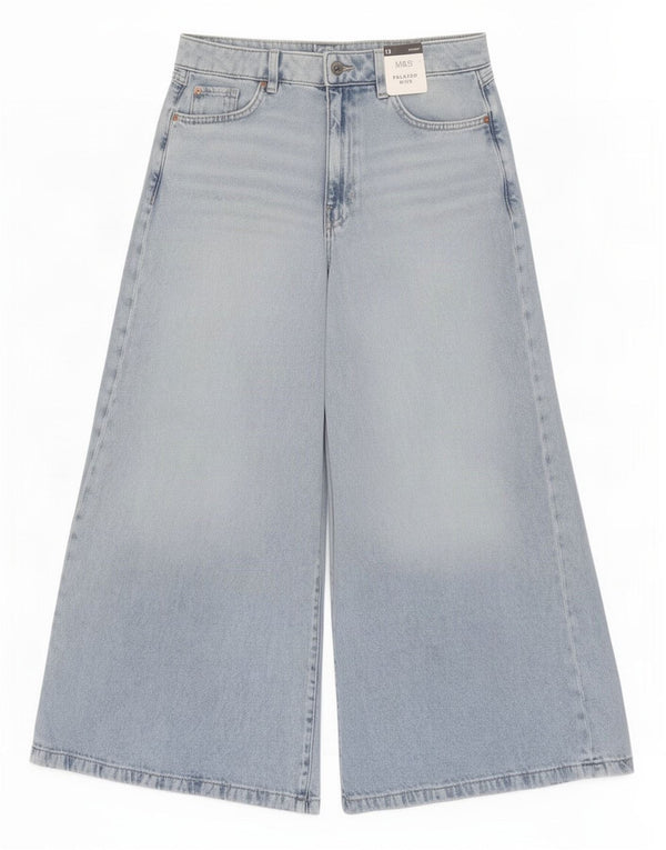 Marks & Spencer Damen-Jeans mit weitem Bein, UK 12, M, W30, L26, Blau, Baumwolle