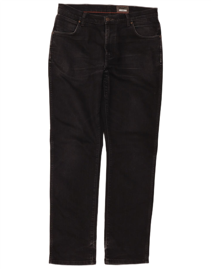 Wrangler Herren Texas Stretch Straight Jeans W36 L34 Schwarze Baumwolle