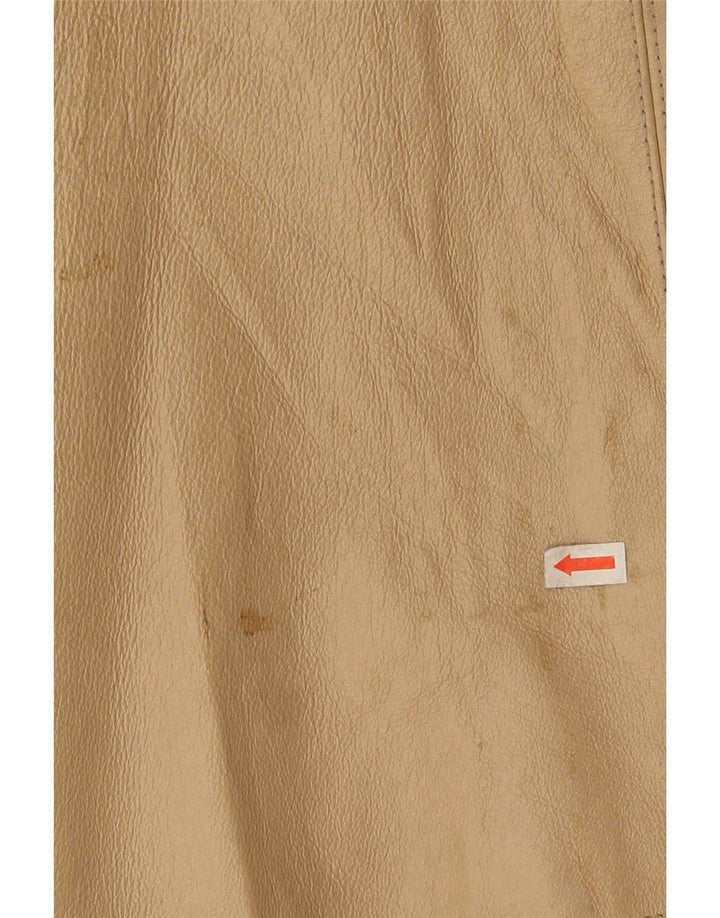 Vintage Damen Ledermantel EU 50 3XL Beige Classic