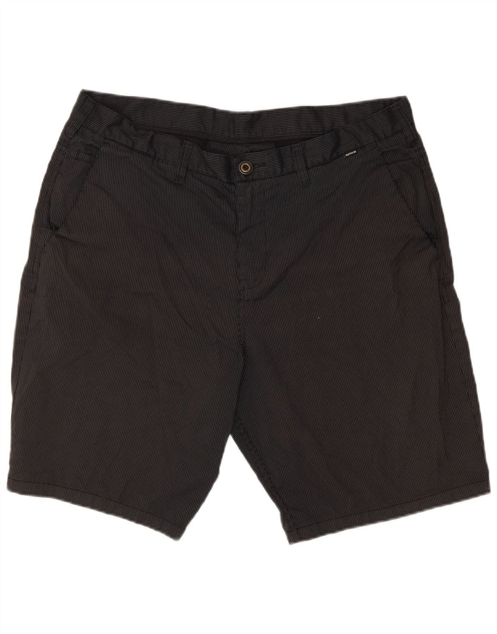 Hurley Herren-Chinoshorts W38 XL, schwarzes Nadelstreifen-Polyester