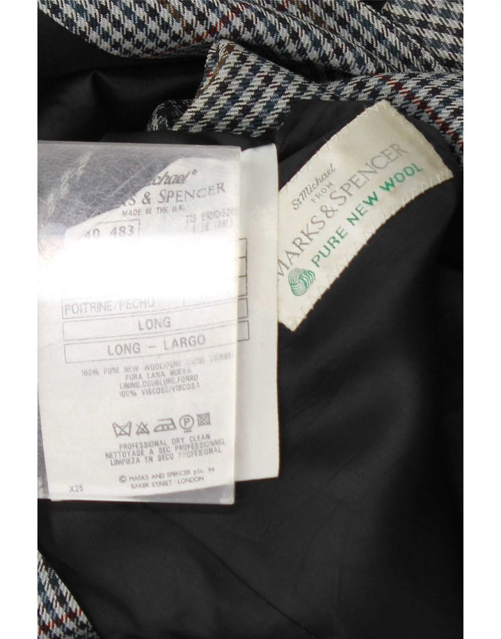 Marks & Spencer Herren-Blazer mit 2 Knöpfen, UK 46, XL, blau karierte Wolle