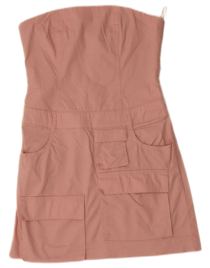 ZARA Damen Mini-trägerloses Kleid UK 6 XS Rosa Baumwolle