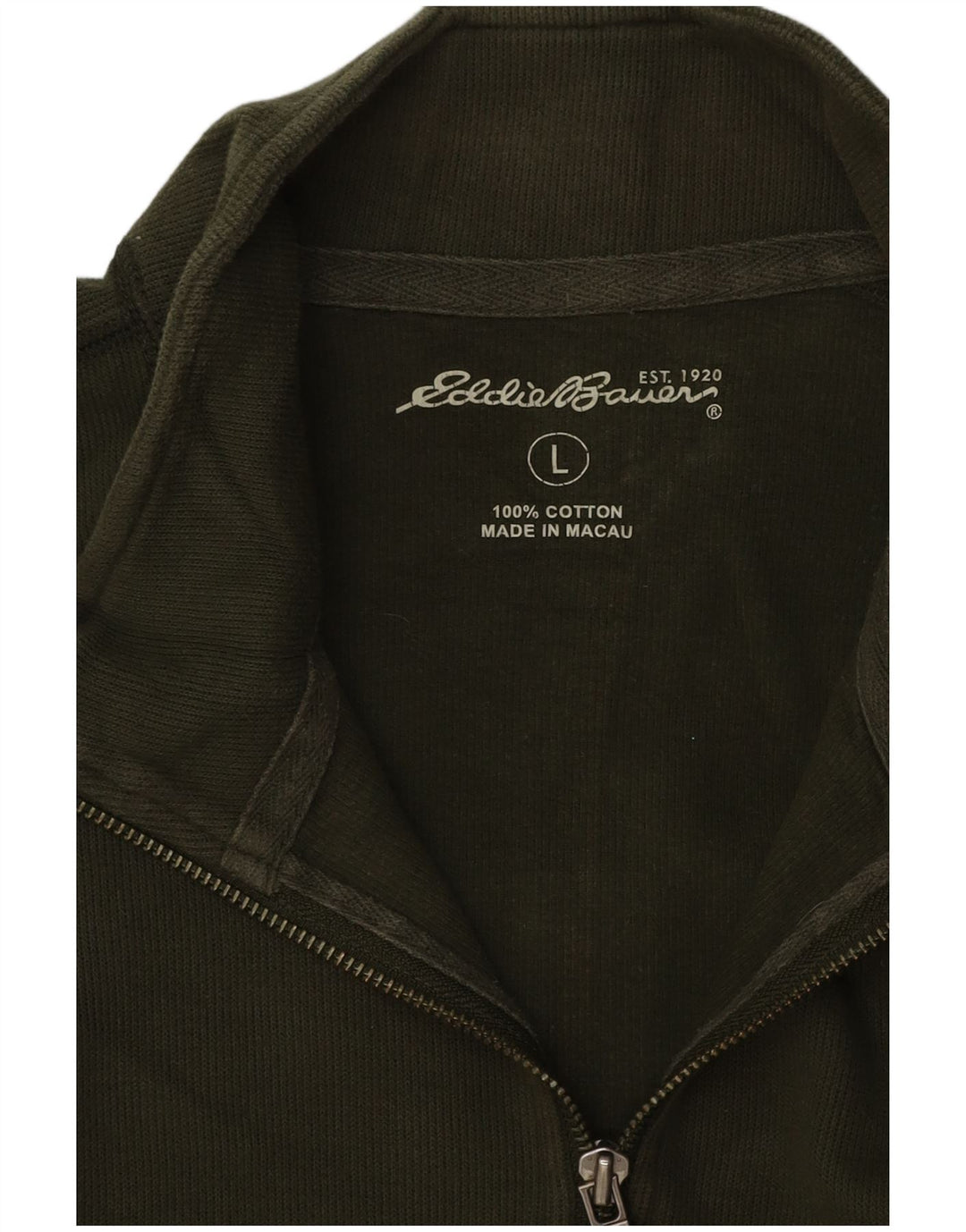 Eddie Bauer Herren-Sweatshirt mit Reißverschluss am Hals, große grüne Baumwolle