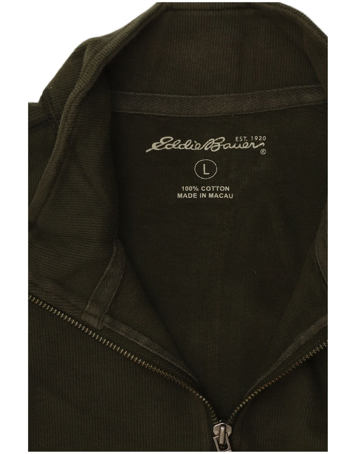 Eddie Bauer Herren-Sweatshirt mit Reißverschluss am Hals, große grüne Baumwolle